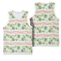 Monstera Tiare Plumeria Lei Pattern Basketball Jersey Green Version