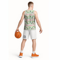 Monstera Tiare Plumeria Lei Pattern Basketball Jersey Green Version