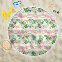 Monstera Tiare Plumeria Lei Pattern Beach Blanket Green Version