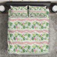 Monstera Tiare Plumeria Lei Pattern Bedding Set Green Version LT01 Green - Polynesian Pride