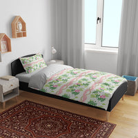 Monstera Tiare Plumeria Lei Pattern Bedding Set Green Version LT01 - Polynesian Pride