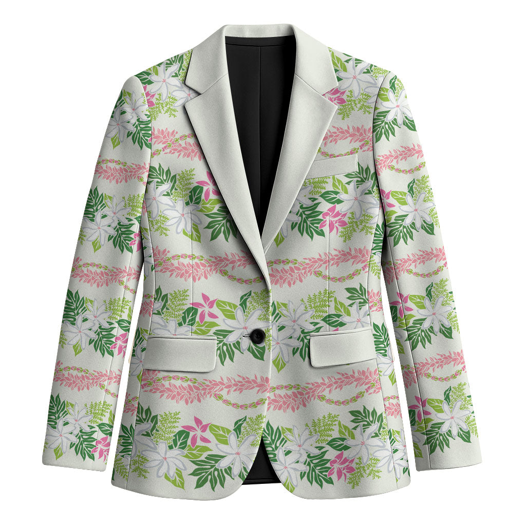 Monstera Tiare Plumeria Lei Pattern Blazer Green Version LT01 Unisex Green - Polynesian Pride