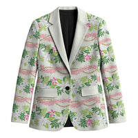 Monstera Tiare Plumeria Lei Pattern Blazer Green Version
