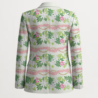 Monstera Tiare Plumeria Lei Pattern Blazer Green Version