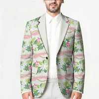 Monstera Tiare Plumeria Lei Pattern Blazer Green Version