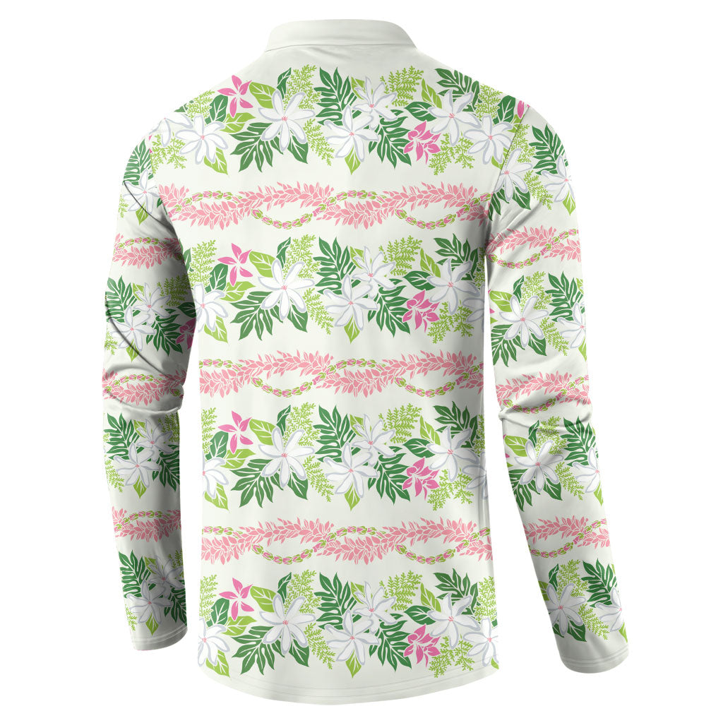 Monstera Tiare Plumeria Lei Pattern Button Sweatshirt Green Version