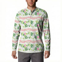 Monstera Tiare Plumeria Lei Pattern Button Sweatshirt Green Version