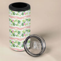 Monstera Tiare Plumeria Lei Pattern 4 in 1 Can Cooler Tumbler Green Version