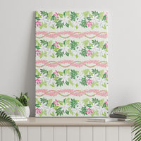 Monstera Tiare Plumeria Lei Pattern Canvas Wall Art Green Version LT01 - Polynesian Pride