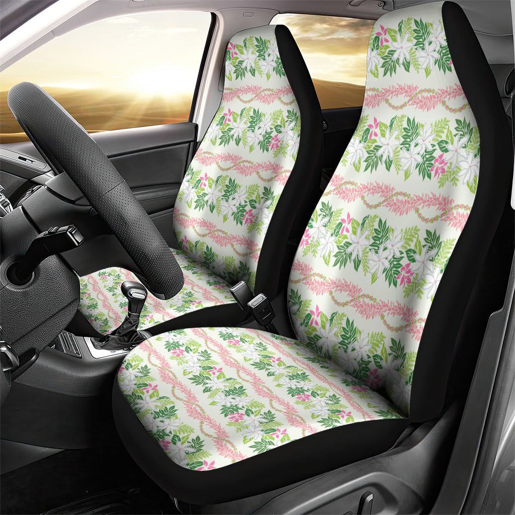 Monstera Tiare Plumeria Lei Pattern Car Seat Cover Green Version