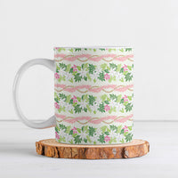 Monstera Tiare Plumeria Lei Pattern Ceramic Mug Green Version