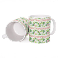 Monstera Tiare Plumeria Lei Pattern Ceramic Mug Green Version