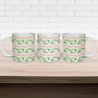 Monstera Tiare Plumeria Lei Pattern Ceramic Mug Green Version