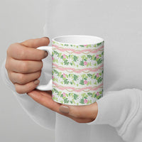 Monstera Tiare Plumeria Lei Pattern Ceramic Mug Green Version