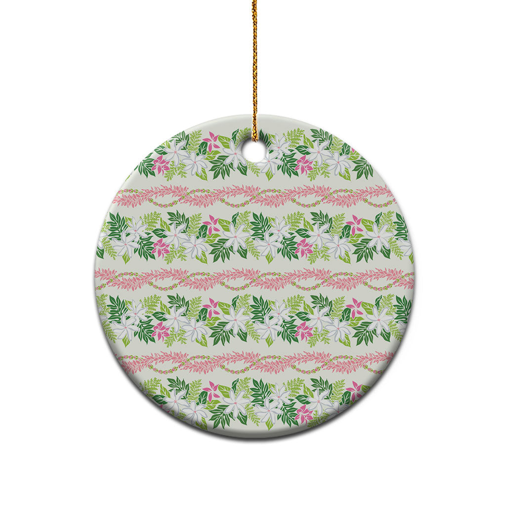 Monstera Tiare Plumeria Lei Pattern Ceramic Ornament Green Version