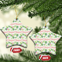 Monstera Tiare Plumeria Lei Pattern Ceramic Ornament Green Version