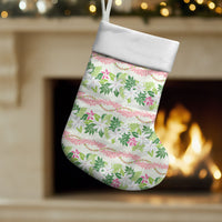 Monstera Tiare Plumeria Lei Pattern Christmas Stocking Green Version