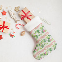 Monstera Tiare Plumeria Lei Pattern Christmas Stocking Green Version