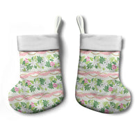 Monstera Tiare Plumeria Lei Pattern Christmas Stocking Green Version