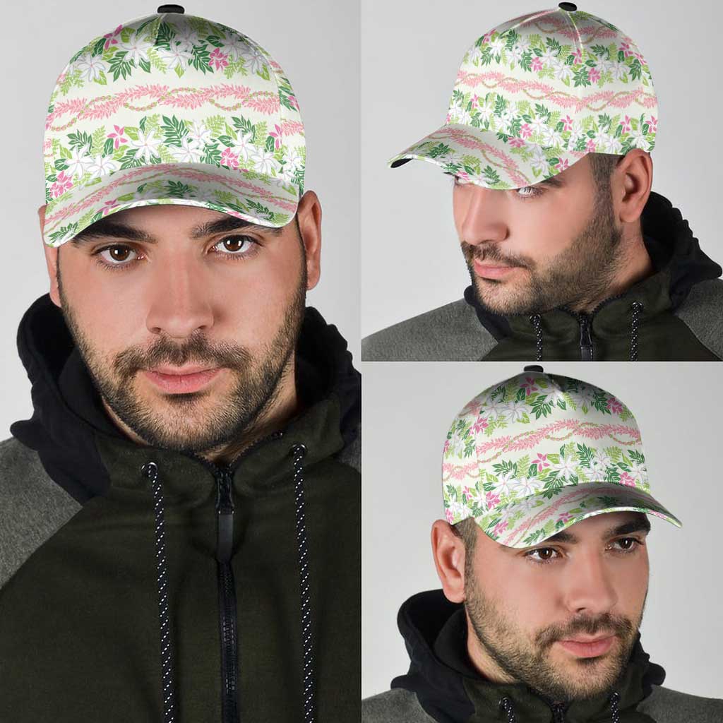 Monstera Tiare Plumeria Lei Pattern Classic Cap Green Version LT01 - Polynesian Pride