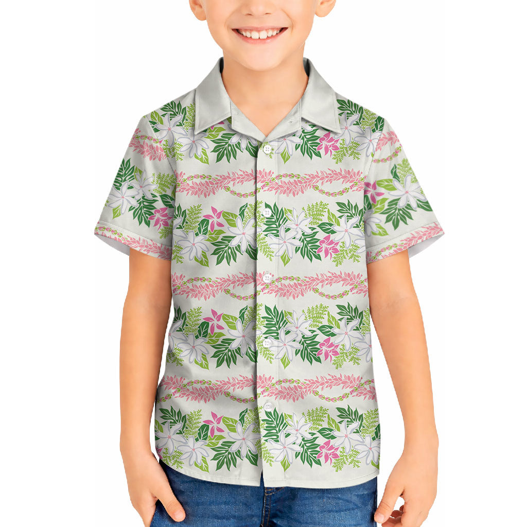 Monstera Tiare Plumeria Lei Pattern Hawaiian Shirt Green Version
