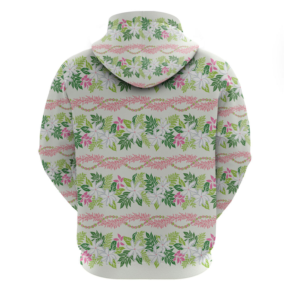 Monstera Tiare Plumeria Lei Pattern Hoodie Green Version