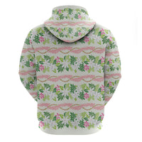 Monstera Tiare Plumeria Lei Pattern Hoodie Green Version