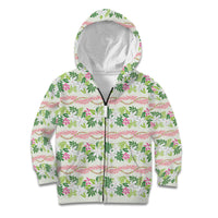Monstera Tiare Plumeria Lei Pattern Kid Hoodie Green Version LT01 Zip Hoodie Green - Polynesian Pride