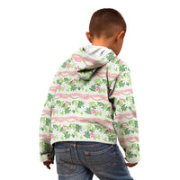 Monstera Tiare Plumeria Lei Pattern Kid Hoodie Green Version LT01 - Polynesian Pride
