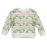 Monstera Tiare Plumeria Lei Pattern Kid Ugly Christmas Sweater Green Version LT01 Kid Green - Polynesian Pride