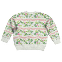 Monstera Tiare Plumeria Lei Pattern Kid Ugly Christmas Sweater Green Version LT01 - Polynesian Pride