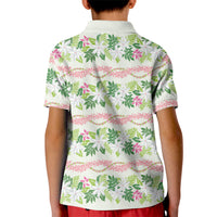 Monstera Tiare Plumeria Lei Pattern Kid Polo Shirt Green Version