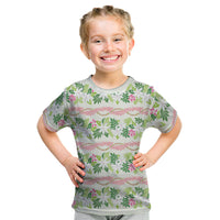 Monstera Tiare Plumeria Lei Pattern Kid T Shirt Green Version LT01 Green - Polynesian Pride