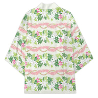 Monstera Tiare Plumeria Lei Pattern Kimono Green Version