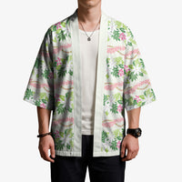 Monstera Tiare Plumeria Lei Pattern Kimono Green Version