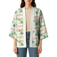 Monstera Tiare Plumeria Lei Pattern Kimono Green Version