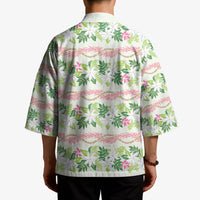 Monstera Tiare Plumeria Lei Pattern Kimono Green Version