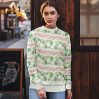 Monstera Tiare Plumeria Lei Pattern Ugly Christmas Sweater Green Version