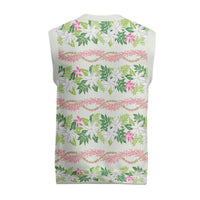 Monstera Tiare Plumeria Lei Pattern Christmas Knitted V-Neck Vest Green Version