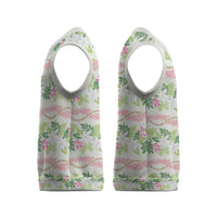 Monstera Tiare Plumeria Lei Pattern Christmas Knitted V-Neck Vest Green Version
