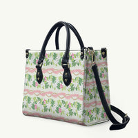 Monstera Tiare Plumeria Lei Pattern Leather Bag Green Version LT01 Green - Polynesian Pride