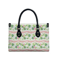 Monstera Tiare Plumeria Lei Pattern Leather Bag Green Version LT01 - Polynesian Pride