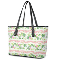 Monstera Tiare Plumeria Lei Pattern Leather Tote Bag Green Version LT01 - Polynesian Pride