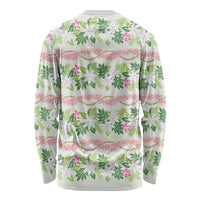 Monstera Tiare Plumeria Lei Pattern Long Sleeve Shirt Green Version