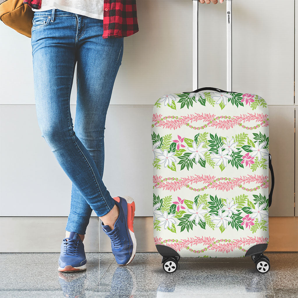 Monstera Tiare Plumeria Lei Pattern Luggage Cover Green Version