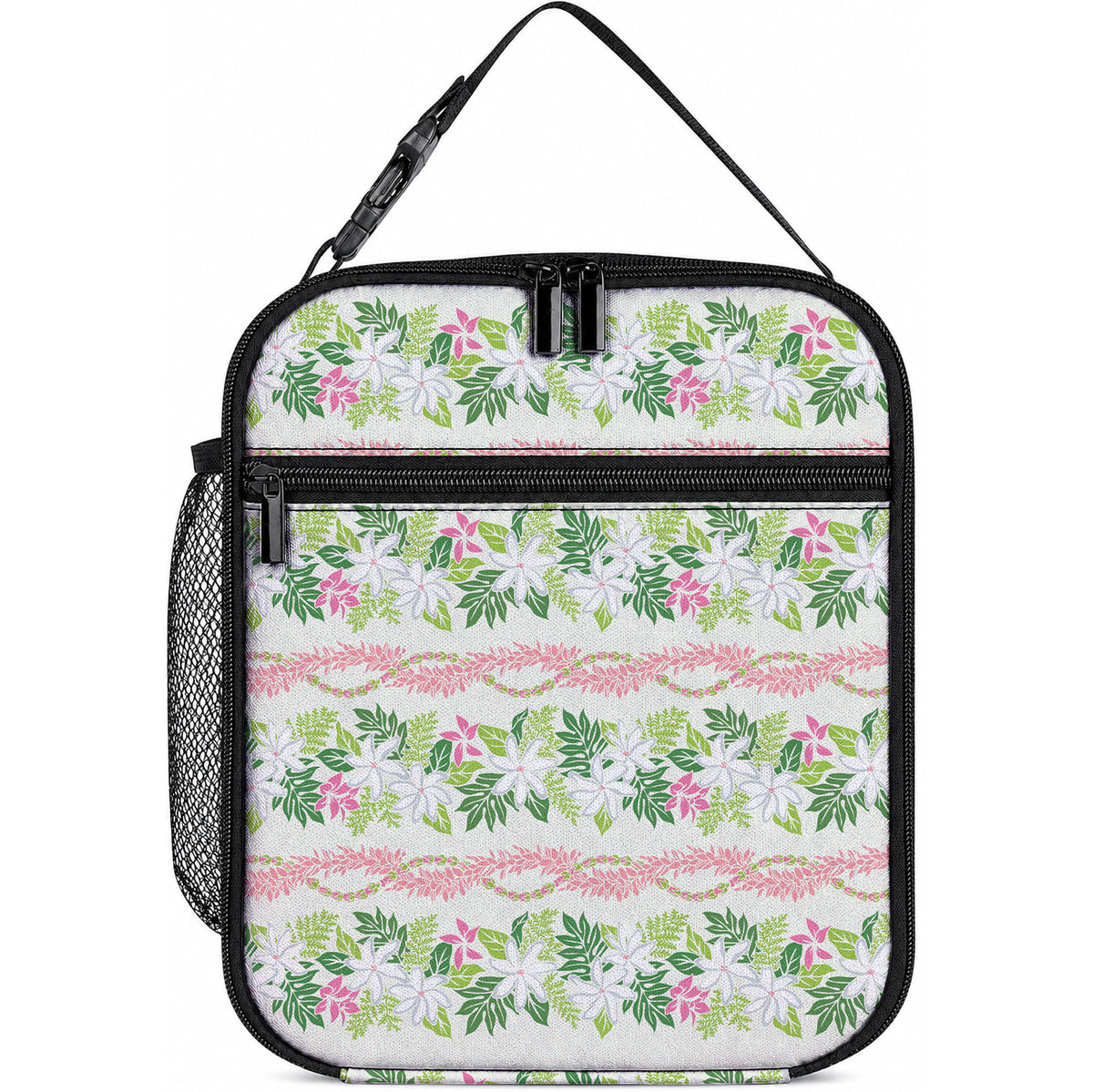 Monstera Tiare Plumeria Lei Pattern Lunch Bag Green Version