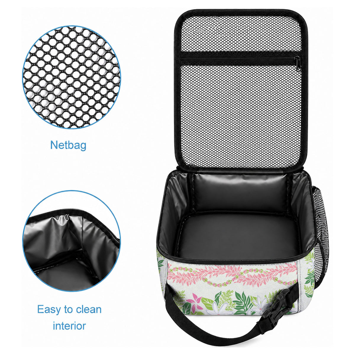 Monstera Tiare Plumeria Lei Pattern Lunch Bag Green Version