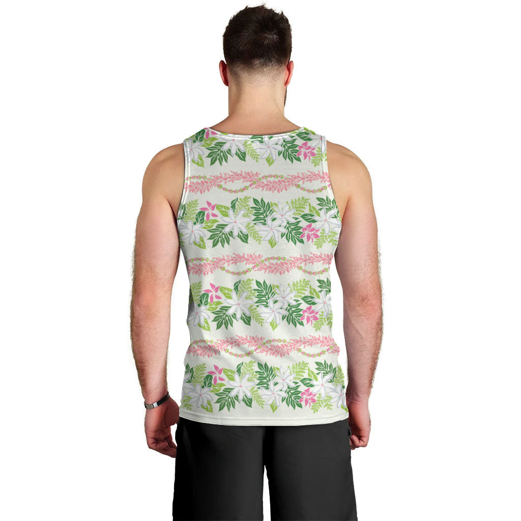 Monstera Tiare Plumeria Lei Pattern Men Tank Top Green Version