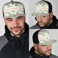 Monstera Tiare Plumeria Lei Pattern Mesh Trucker Cap Green Version LT01 - Polynesian Pride