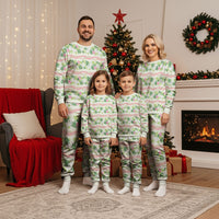 Monstera Tiare Plumeria Lei Pattern Christmas Pajama Set Green Version